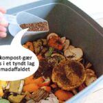 Kompostgær drysses på madaffaldet
